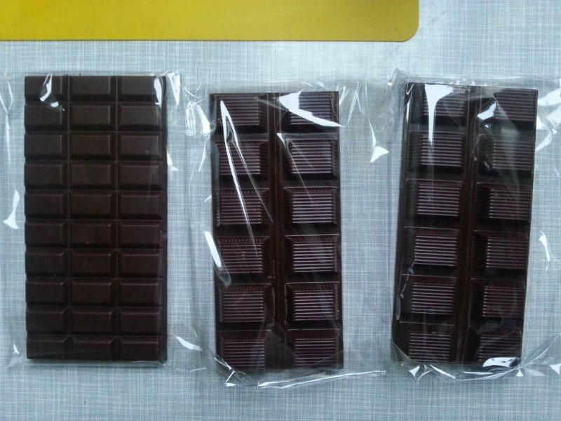 Die fertige selbstgemachte Bean to Bar Schokolade.