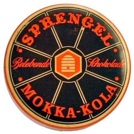 Mokka-Kola Schokolade von Sprengel, Dose Vorderseite