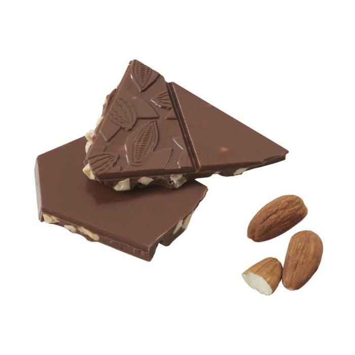 Valrhona Milchschokolade Bahibe mit Mandelsplittern 120g Tafel Valrhona Milchschokolade Bahibe mit Mandelsplittern 120g Tafel