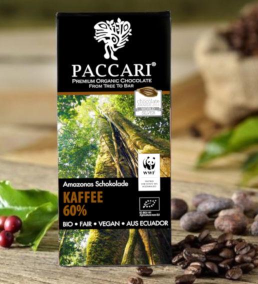 Bean to Bar Bio Schokolade mit Kaffee von Paccari aus Ecuador. Bean to Bar Bio Schokolade mit Kaffee von Paccari aus Ecuador.