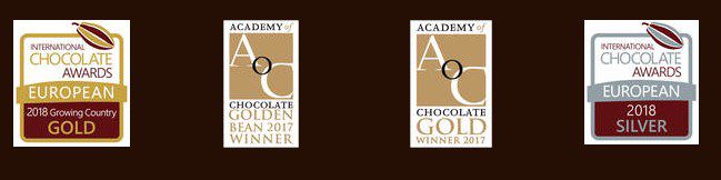 Einige Auszeichnungen der dunklen 100 % Schokolade von Chocolat Madagascar
