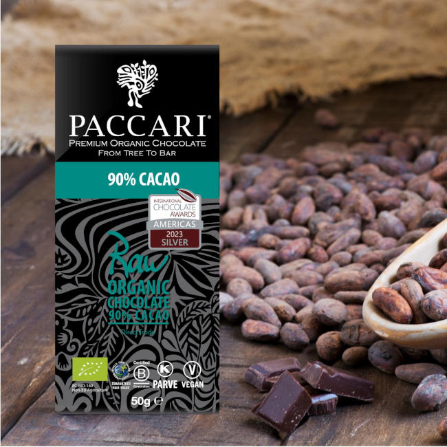 Raw Chocolate - Rohe Schokolade 90% Kakaoanteil von Paccari. Bean to Bar in Ecuador.
