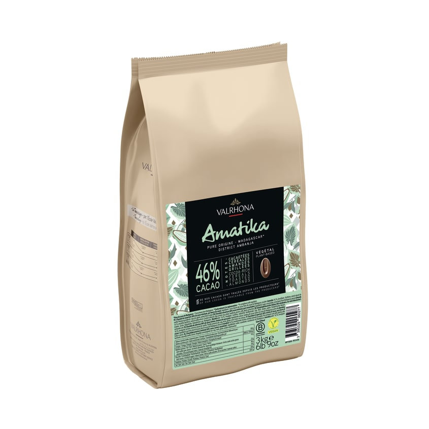 Amatika 46% Vegane "Milch" Schokolade von Valrhona, 3kg Packung