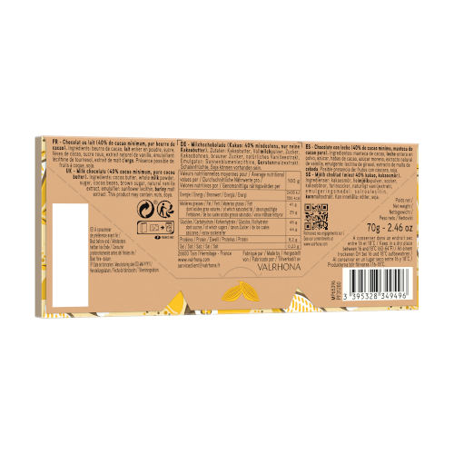 Jivara 40% - Tafel Vollmilchschokolade von Valrhona Rückseite