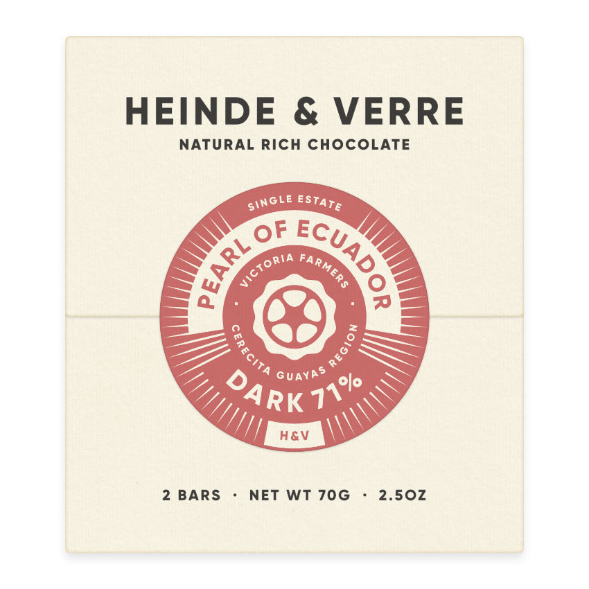 Pearl of Ecuador Dark 71% - Dunkle Schokolade 70g von Heinde & Verre