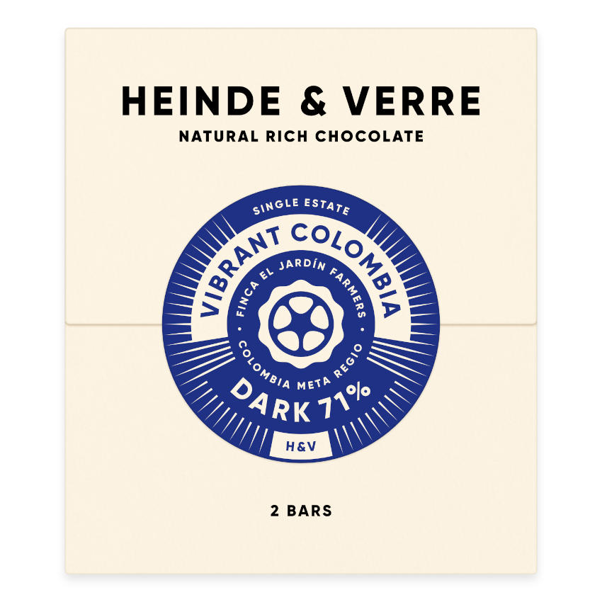 Vibrant Colombia Dark 71% - Dunkle Schokolade 70g von Heinde & Verre