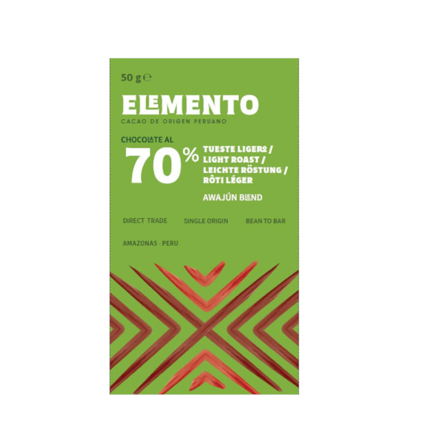 Amazonas Awajún 70% Schokoade leichte Röstung | Elemento | Tafel 50g