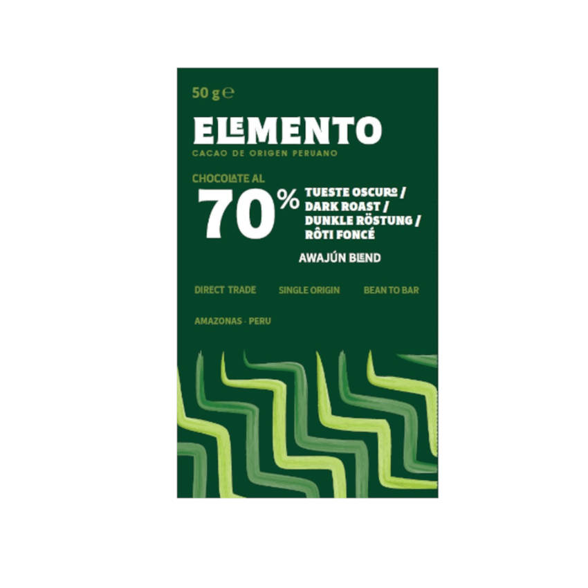 Amazonas Awajún 70% Schokoade dunkle Röstung | Elemento | Tafel 50g