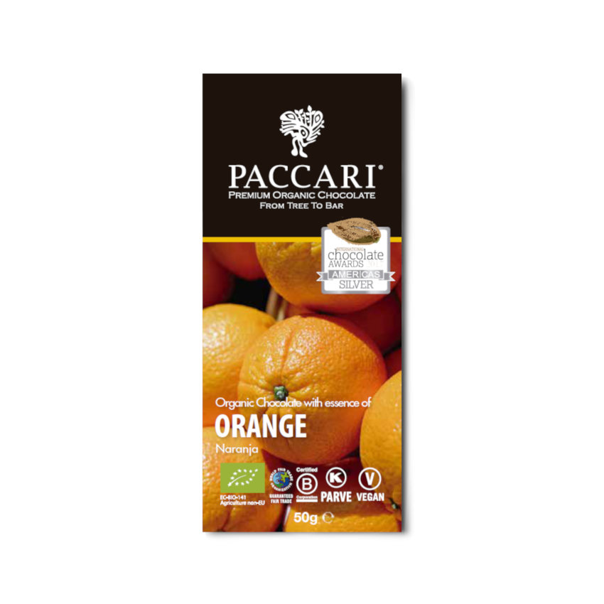 Bio Schokolade Paccari mit Orange, 60% Kakao