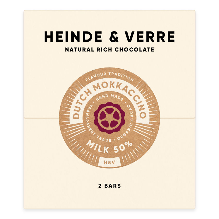 Dutch Mokkaccino Milk 50% - Milchschokolade mit Kaffee 70g von Heinde & Verre