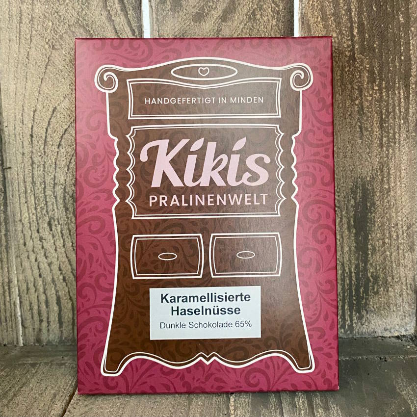 Kiki's Edelbitter Schokolade mit karamellisierten Haselnüssen