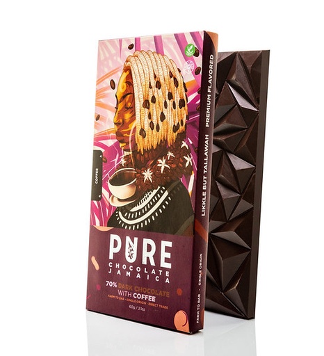 [170386] Dunkle Schokolade mit Blue Mountain Kaffee 70% Tafel - PURE Chocolate